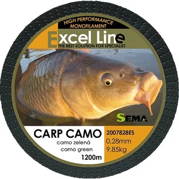 Sema Vlasec Carp Camo Zelená 1200 m-Průměr 0,20 mm / Nosnost 5,85 kg