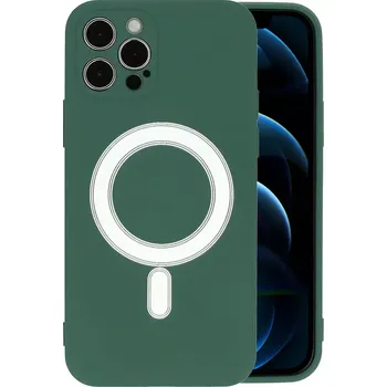 Pouzdro na mobilní telefon Pouzdro 1Mcz MagSilicone TPU ochranné s MagSafe Apple iPhone 12 Pro - Tmavě zelené