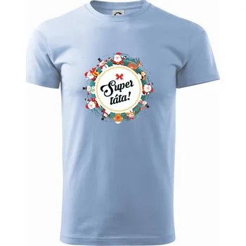 Pánské tričko Vánoce - Super táta - Klasické pánské triko vyšší gramáže - XS ( Pyžamově světlá modrá )