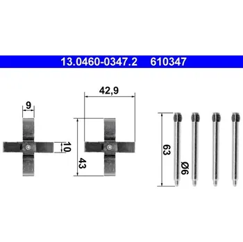 Přislušenství brzdového systému Sada příslušenství, obložení kotoučové brzdy ATE 13.0460-0347.2
