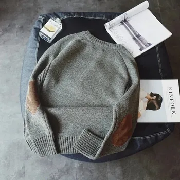 Pánský svetr Pánský teplý svetr patchwork Barva: Šedá, Velikost: 2XL