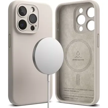 Pouzdro na mobilní telefon Pouzdro Ringke Silicone Magnetic MagSafe iPhone 15 Pro Max - Stone