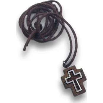 Přívěsek Gravirovaný dřevěný křížek na krk z Řecka