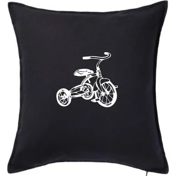 Polštář Tříkolka dětská - Polštář 50x50 - 50x50 - Včetně výplně ( Černá )