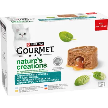 Krmivo pro kočku 2x12ks-24x 85g Gourmet Nature's Creations Gravy Heart s mořskými rybami vlhké krmivo pro kočky - výhodné balení