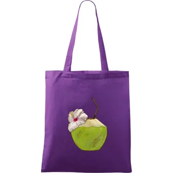 Nákupní taška Kokosový nápoj - Taška bavlněná - 42 x 38 cm ( Fialová )