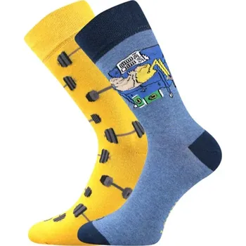 Dámské ponožky Ponožky Lonka Doble modré/žluté - činky - 39-42