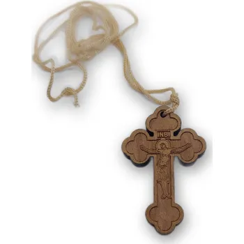 Přívěsek Řecký Gravirovaný Dřevěný Kříž na Krk