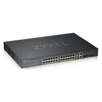 Switch Zyxel GS1920-24HPv2, 28 Port Smart Managed PoE Switch 24x Gigabit Copper PoE and 4x Gigabit dual pers., hybird mode, sta