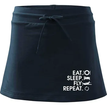 Dámská sukně Eat sleep fly repeat - Sportovní sukně - two in one - XL ( Námořní modrá (velmi tmavá - téměř černá) )