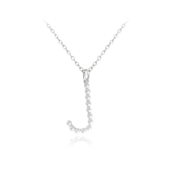 Náhrdelník 2042 MINET Stříbrný náhrdelník písmeno "J" s perličkami Délka: 45
