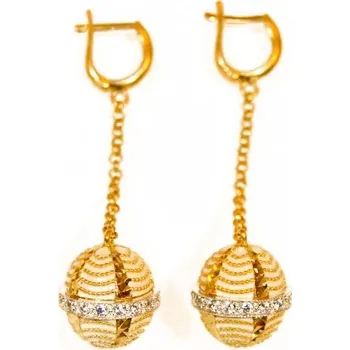 Náušnice 3285 Zlaté náušnice s bílými zirkony