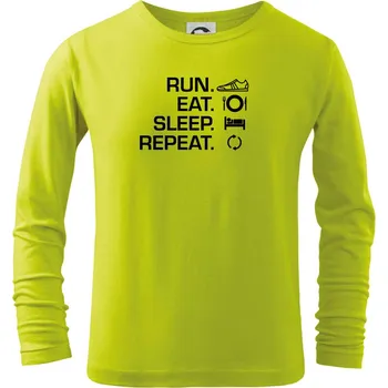 Chlapecké tričko Run eat sleep repeat - Triko dětské Long Sleeve - 122 cm/6 let ( Limetková )