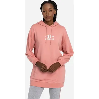Dámská mikina dámská prodloužená mikina UMBRO - ROSETTE/WHITE - S (Umbro Dm Oversized Sweatshirt Hoodie Dress Ladies)