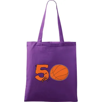 Basketball kulaté narozeniny 50 - Taška bavlněná - 42 x 38 cm ( Fialová )