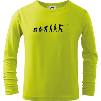 Chlapecké tričko Evoluce hod kladivem - Triko dětské Long Sleeve - 122 cm/6 let ( Limetková )