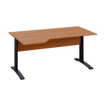 Psací stůl EZK 28 - 164 stůl kancelářský, rohový, levý, kovová podnož černá, deska 25 mm, široký 1600 mm, olše jantar