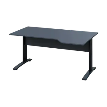 Psací stůl EZK 28 - 164 stůl kancelářský, rohový, pravý, kovová podnož černá, deska 25 mm, široký 1600 mm, antracit