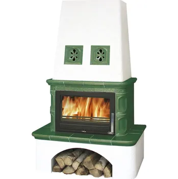 Krbová kamna Kachlová kamna ABX Laponie zelená výměník 10,5kW