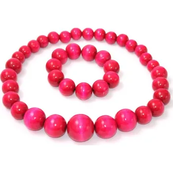 Dětské navlékací korálky Dřevěné korálky růžové Dřevěné korálky růžové