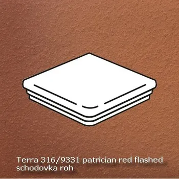 Dlažba Ströher Keraplatte Terra 316/9331 patrician red flashed, schodovka roh, cihlová, 34,5 x 34,5 x 1,2 cm