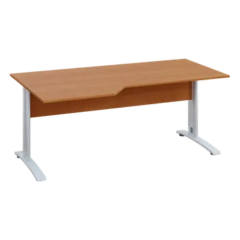 Psací stůl EZK 18 - 186 stůl kancelářský, rohový, levý, kovová podnož bílá, deska 18 mm, široký 1800 mm, olše jantar