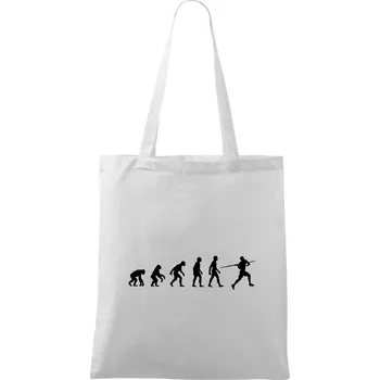 Nákupní taška Evoluce hod oštěpem - Taška bavlněná - 42 x 38 cm ( Bílá )
