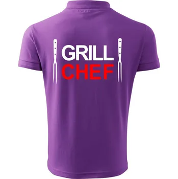 Pánská košile Grilování - Grill Chef - Polokošile pánská Pique Polo 203 - S ( Fialová )