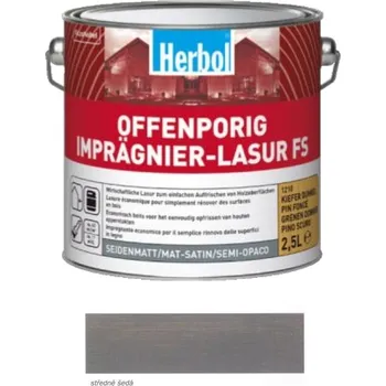Lak na dřevo Herbol lazura Offenporig Imprägnier-Lasur FS - středně šedá Velikost balení:: 2,5 l + Dárek: Míchátko na barvu ZDARMA