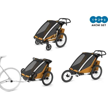 vozík za kolo Thule Chariot Sport G3 DOUBLE Natural Gold + bike set + kočárkový set + běžecký set, Doprava ZDARMA