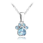 2199 MINET Stříbrný náhrdelník TLAPKA s modrými zirkony Délka: 38