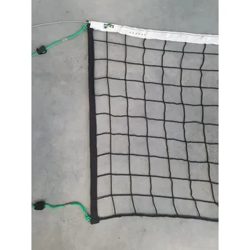 Tenisová síť Volejbalová síť PP 3 mm, DVV, černá, 4-bodové zavěšení, lano ocel