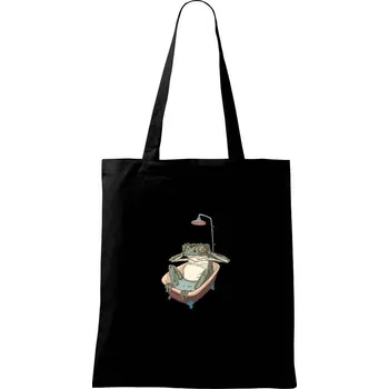 Nákupní taška Žába ve vaně - Taška bavlněná - 42 x 38 cm ( Černá )