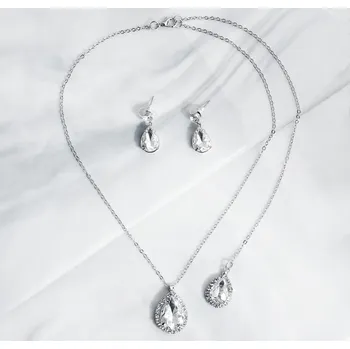 Souprava šperků B-TOP Slavnostní krystalová souprava s ozdobou na zádech - postříbřená