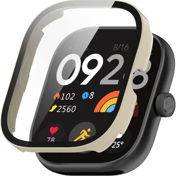 Příslušenství k chytrým hodinkám VSECHNONAMOBIL 75654 PC FULL COVER Plastový kryt se sklem pro Redmi Watch 4 béžový