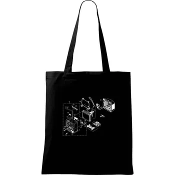 Nákupní taška Nákres stará CRT televize - Taška bavlněná - 42 x 38 cm ( Černá )