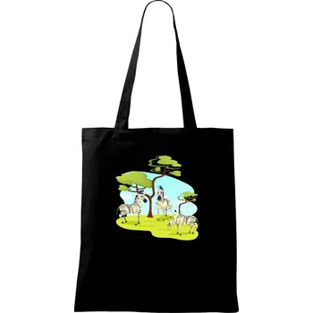 Nákupní taška Zebry pod stromem - Taška bavlněná - 42 x 38 cm ( Černá )