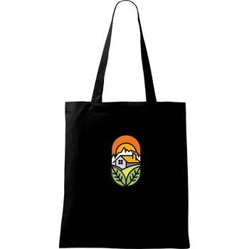 Chalupa při západu slunce - Taška bavlněná - 42 x 38 cm ( Černá )