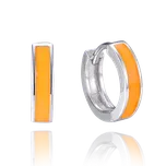 2532 MINET Teen svítící oranžové stříbrné náušnice KROUŽKY