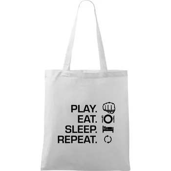 MMA eat sleep repeat - Taška bavlněná - 42 x 38 cm ( Bílá )