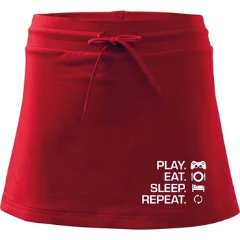 Dámská sukně Play Eat Sleep Repeat game - Sportovní sukně - two in one - XS ( Červená )