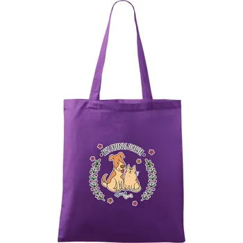 Nákupní taška Kočka a pes best friends - Taška bavlněná - 42 x 38 cm ( Fialová )
