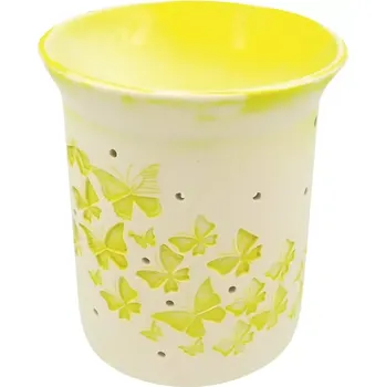 Svíčka Aromalampa porcelánová s žlutými motýlky 11 cm