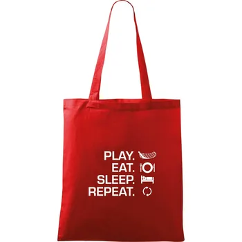 Nákupní taška Play Eat Sleep Repeat florbal - Taška bavlněná - 42 x 38 cm ( Červená )