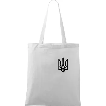 Nákupní taška Ukrajina trojzubec prso - Taška bavlněná - 42 x 38 cm ( Bílá )