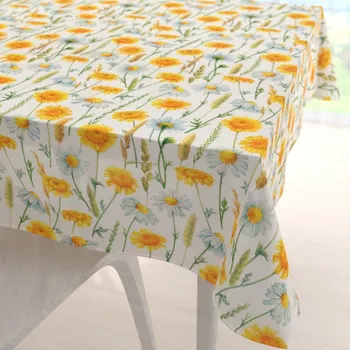 ubrus Dekorační čtvercový ubrus PML-104 Bílé a žluté kopretiny na bílém 50x50 cm