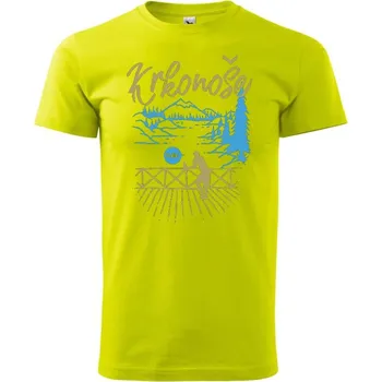 Pánské tričko Krkonoše - Klasické pánské triko vyšší gramáže - 2XL ( Limetková )