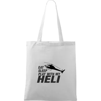 Eat Sleep Play With My Heli - Taška bavlněná - 42 x 38 cm ( Bílá )