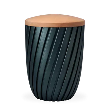 Smuteční dekorace Ekologická urna Rillen - Smaragdová/Lipové dřevo