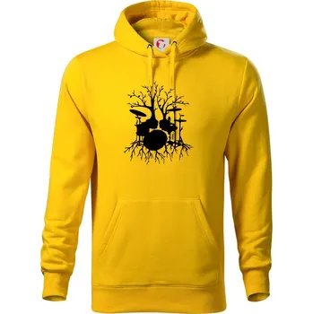 Pánská mikina Bubeník strom - Mikina pánská Cape s kapucí - 4XL ( Žlutá )